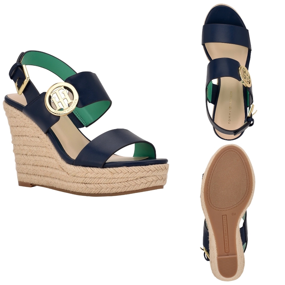 TOMMY HILFIGER Kahdy Navy Blue Espadrille Platform Sandals - Picture 3 of 9